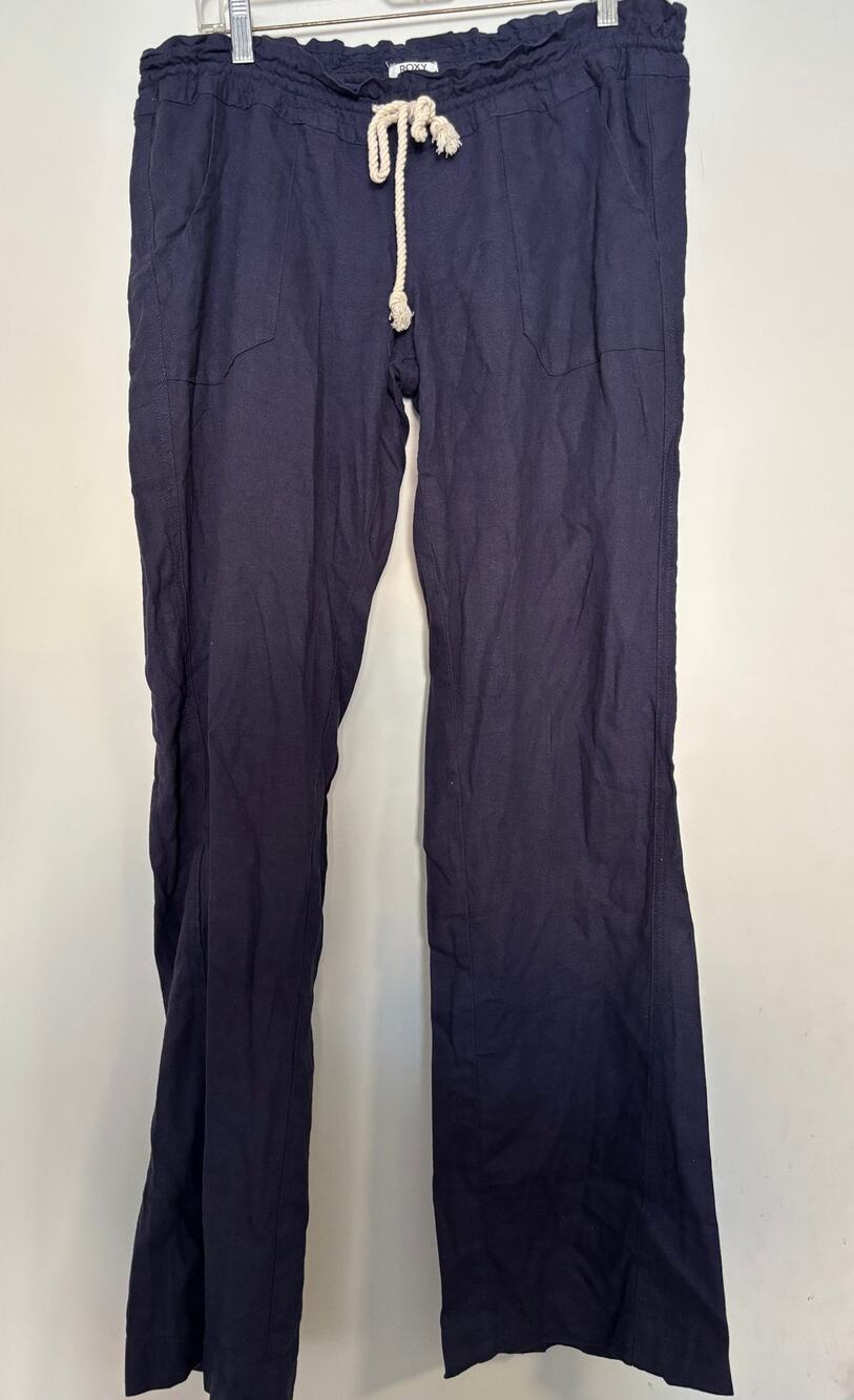 ROXY Linen Blend Pants Womens Size Large Blue